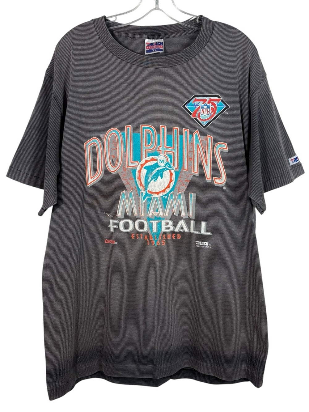 Vintage 1994 Trench Miami Dolphins NFL Single Stitch Tee XL Football Unisex XL